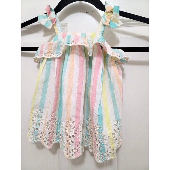 Baby Girls Striped Sundress With Bow Straps 3-6 Months Colorful Pastel Design 10 - Picture 1 of 9